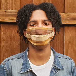 Brown Plaid Handmade Face Mask, Reuse & Wash